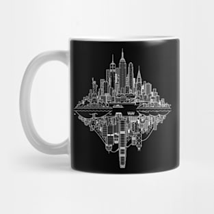 New York Hong Kong Reversible Skylines - White. Mug